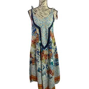 SEVEN ISLANDS NY Women's Small Midi Dress Sleeveless Colorful Hippie Boho Floral